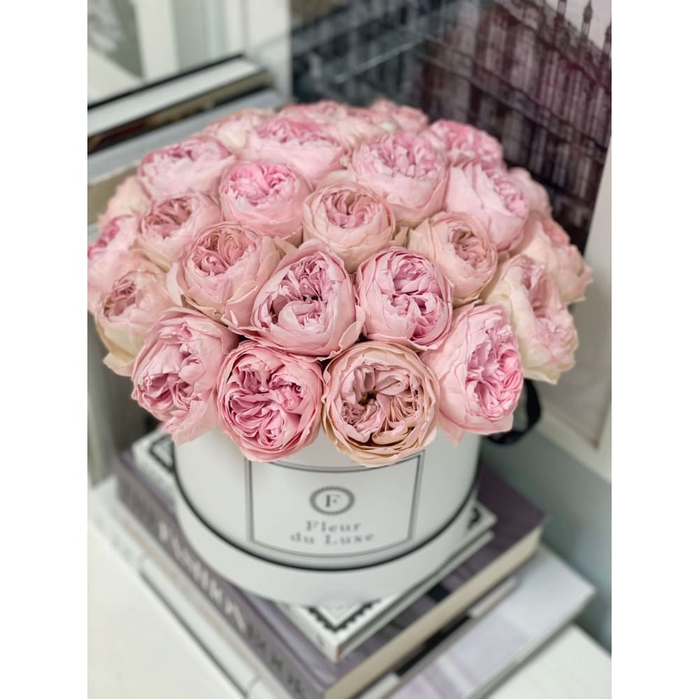 Preserved Pink Peonies in Round Box - Fleur Du Luxe