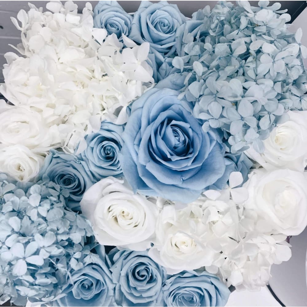 ROUND BOX : Mixed Hydrangea Baby Pink - Fleur Du Luxe