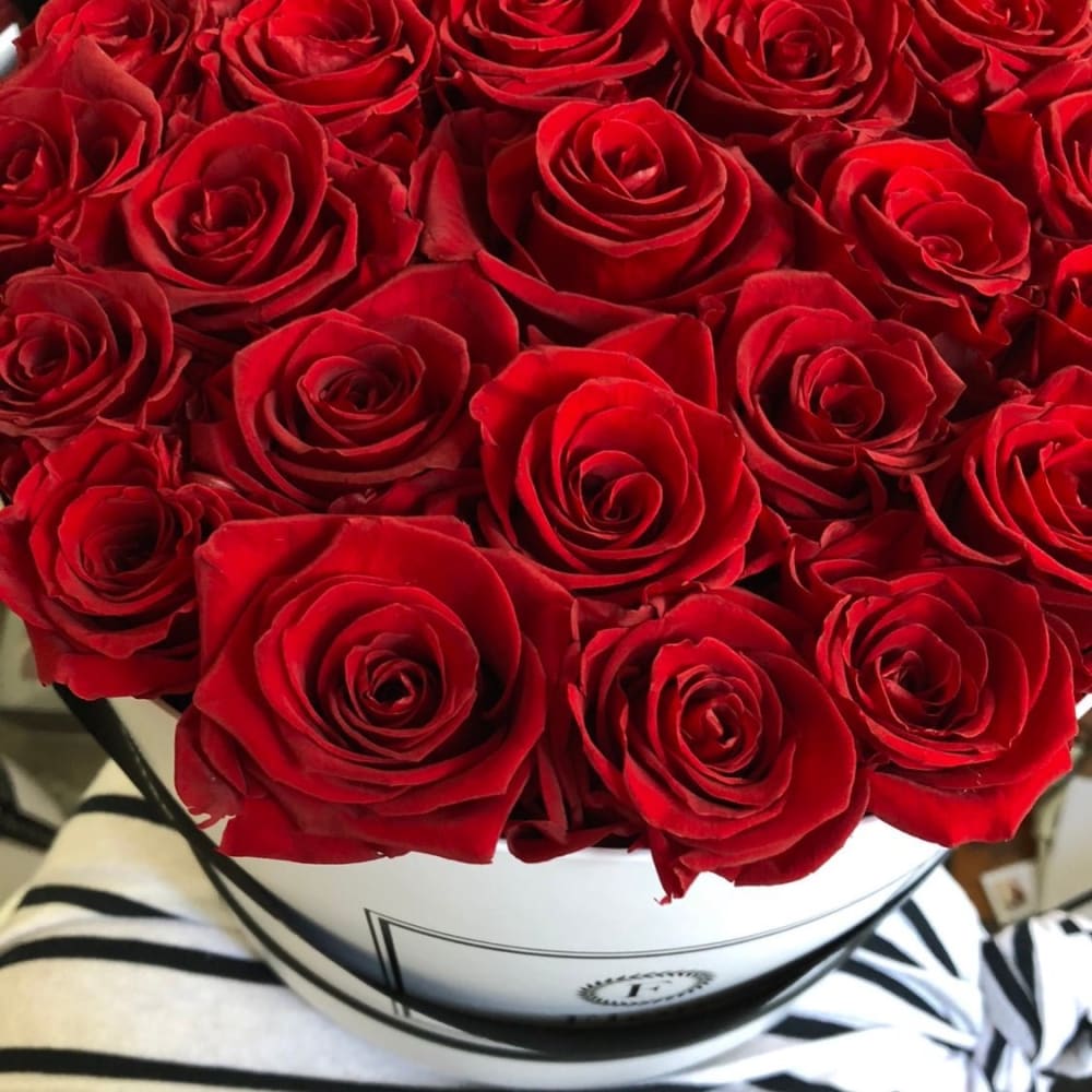 ROUND BOX : Signature Roses Velvet Black - Fleur Du Luxe