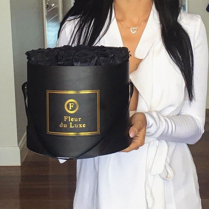 ROUND BOX : Signature Roses Velvet Black - Fleur Du Luxe