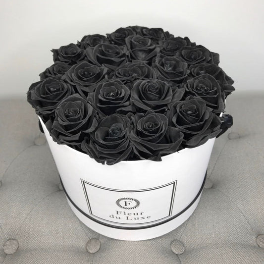 ROUND BOX : Signature Roses Velvet Black - Fleur Du Luxe