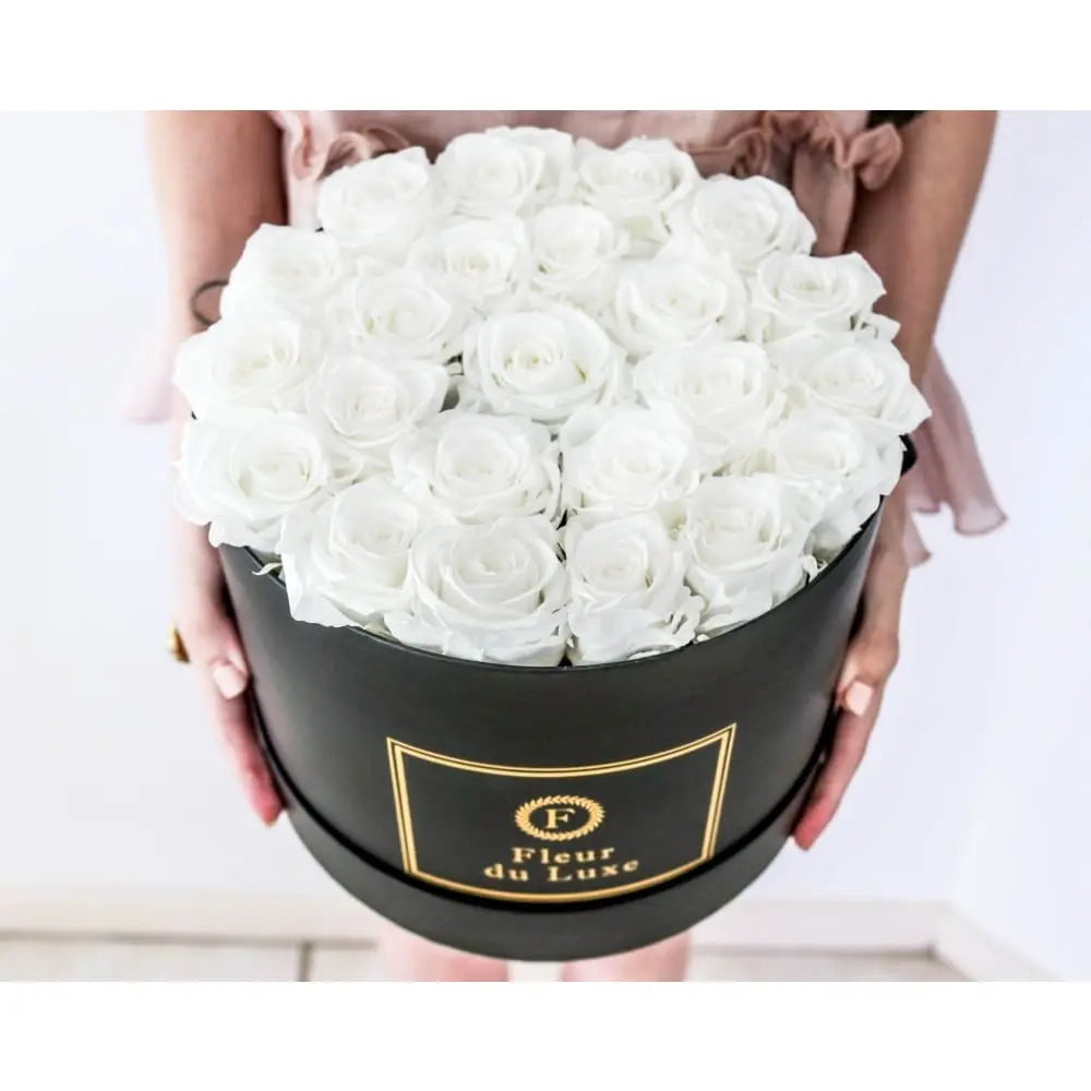 ROUND BOX : Signature Roses White - Fleur Du Luxe