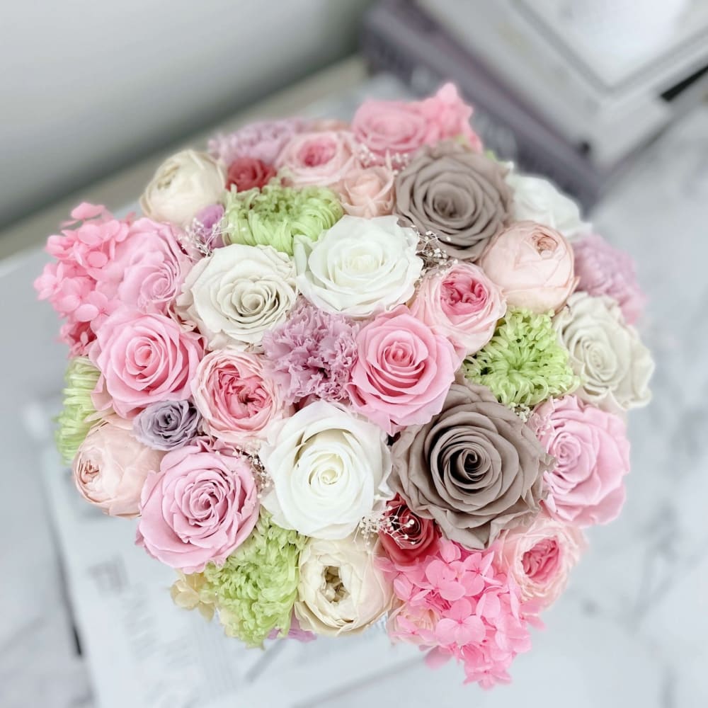 ROUND BOX: Summer Mix Preserved Flowers - Fleur Du Luxe