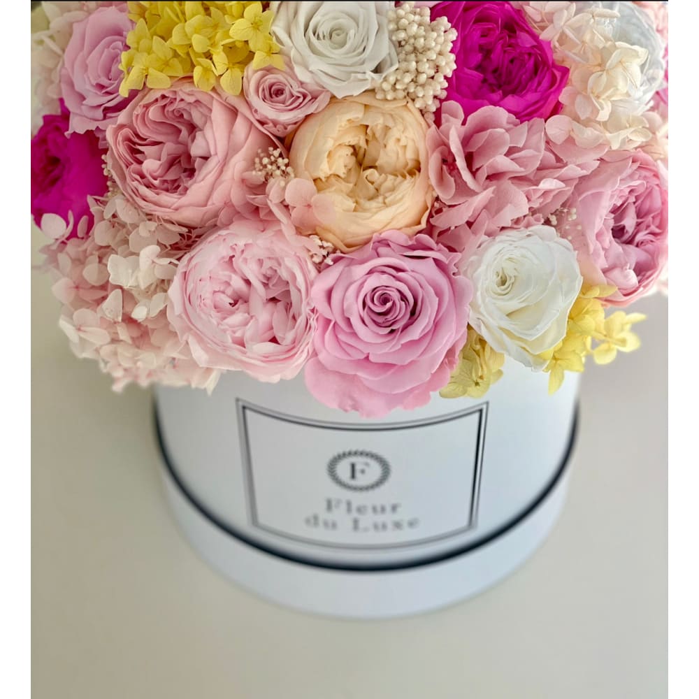 ROUND BOX: Summer Mix Preserved Flowers - Fleur Du Luxe