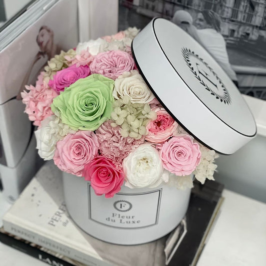 ROUND BOX: Summer Mix Preserved Flowers - Fleur Du Luxe