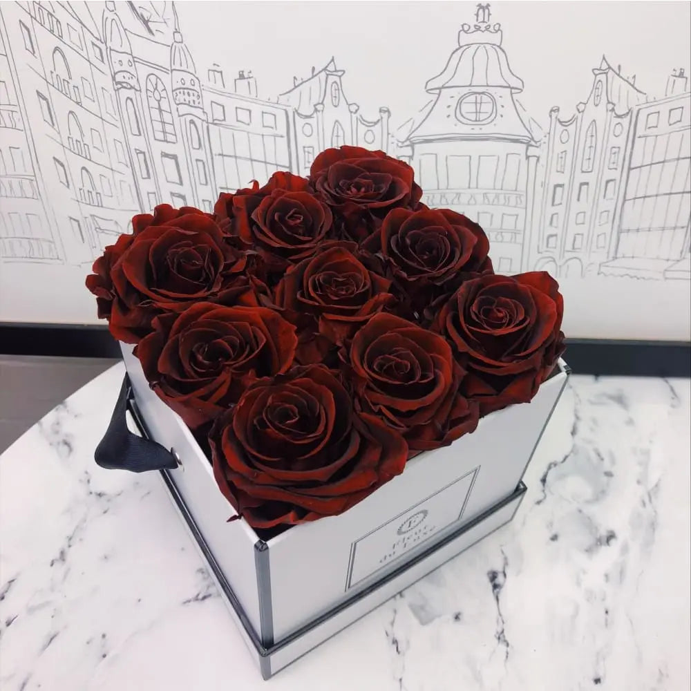 SQUARE BOX: Long - lasting Soft Pink Signature Roses - Fleur Du Luxe