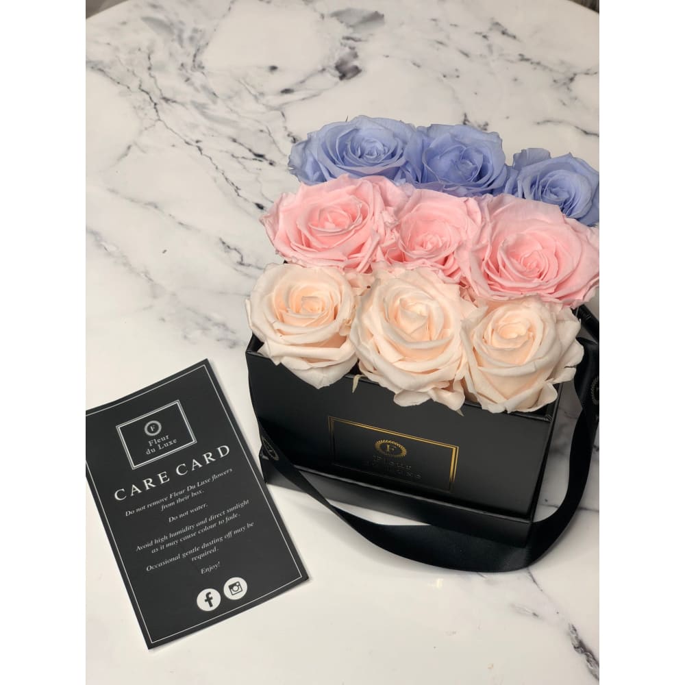 SQUARE BOX: Ombre Blue Hues - Flowers