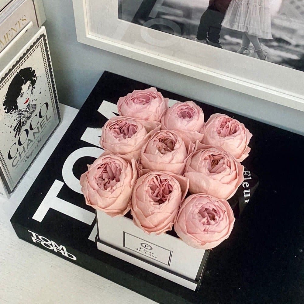 SQUARE BOX : Pale Pink Peonies - Fleur Du Luxe