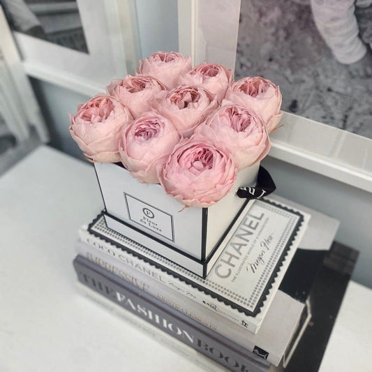 SQUARE BOX : Pale Pink Peonies - Fleur Du Luxe