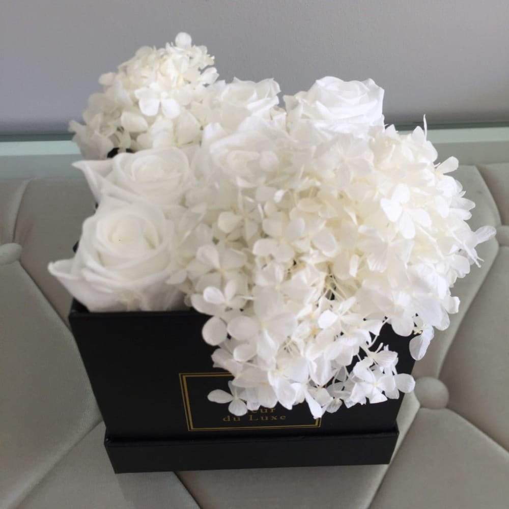 SQUARE BOX: Pink & White Hydrangea Mix - Flowers