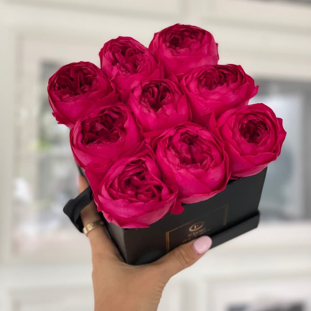 SQUARE BOX: Raspberry Pink Peonies - Flowers