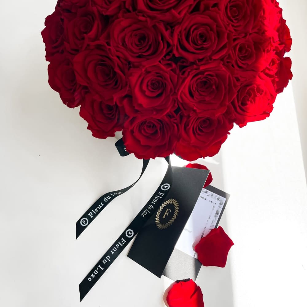 STAINLESS STEEL LARGE POT: Everlasting Red Roses - Fleur Du Luxe