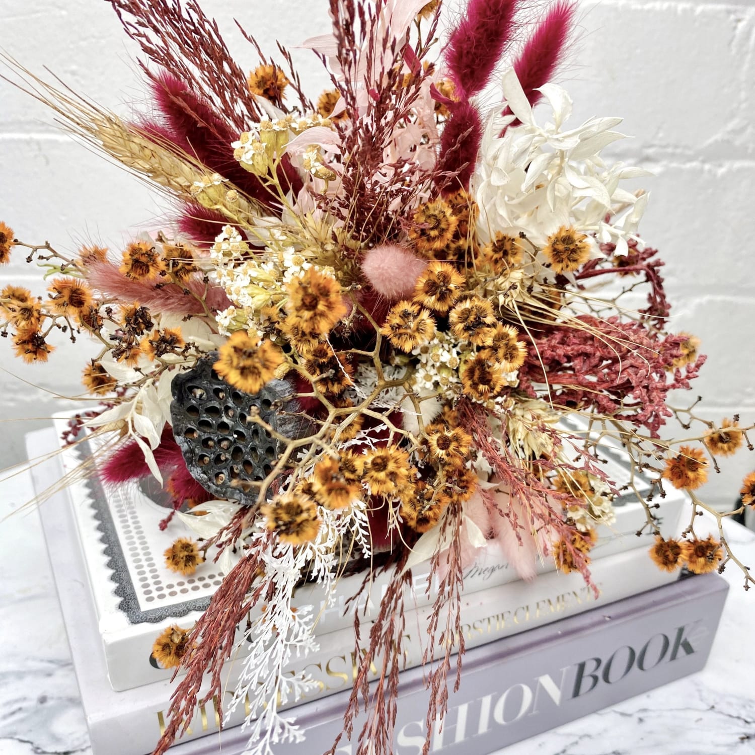 DRIED FLOWERS: Small Bouquet Red Hues - Fleur Du Luxe