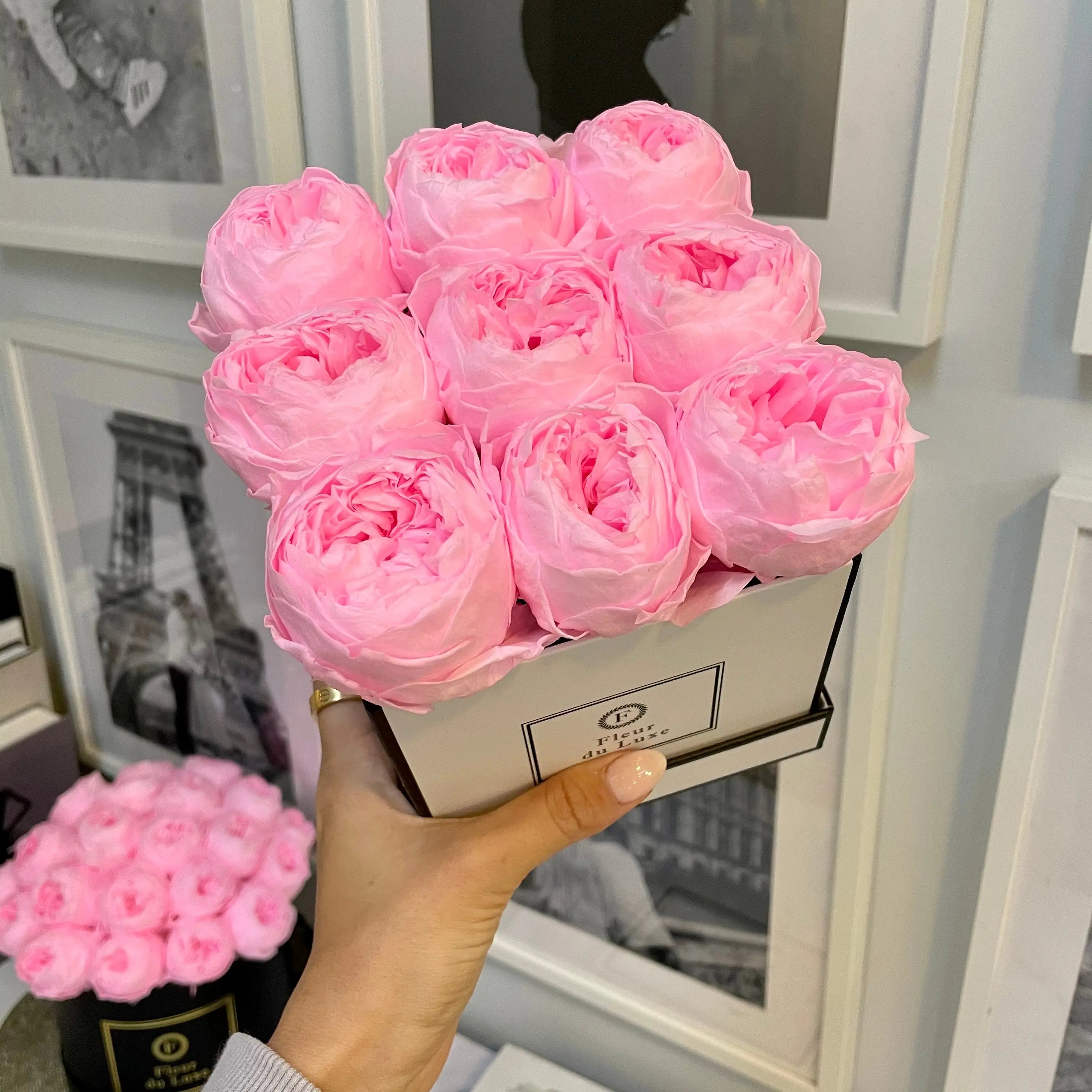 SQUARE BOX : Pink Peonies Fleur Du Luxe