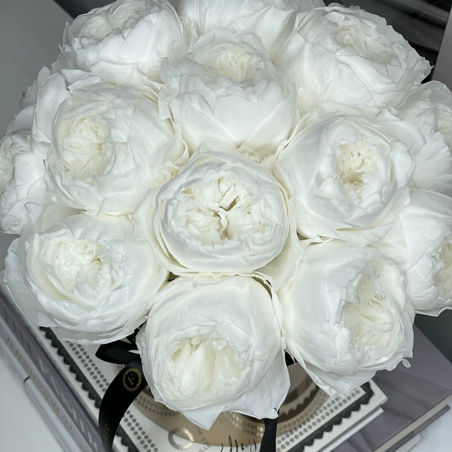 STAINLESS STEEL POT: White Peonies that last 3 years! - Fleur Du Luxe