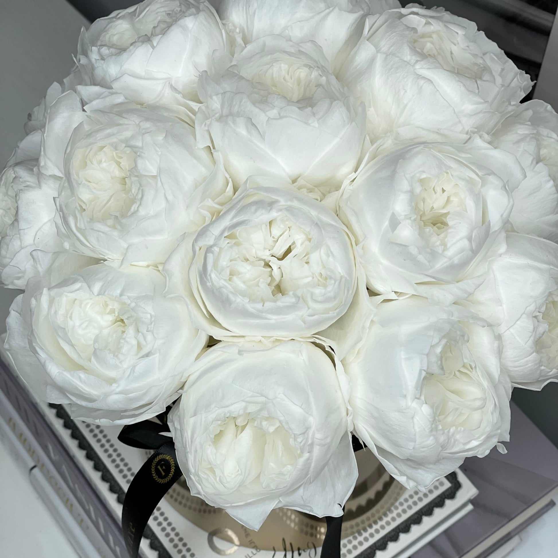 STAINLESS STEEL POT: White Peonies that last 3 years! - Fleur Du Luxe